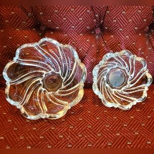 Vintage Mikasa Crystal 'Peppermint Swirl' in Clear Dishes Set of 2